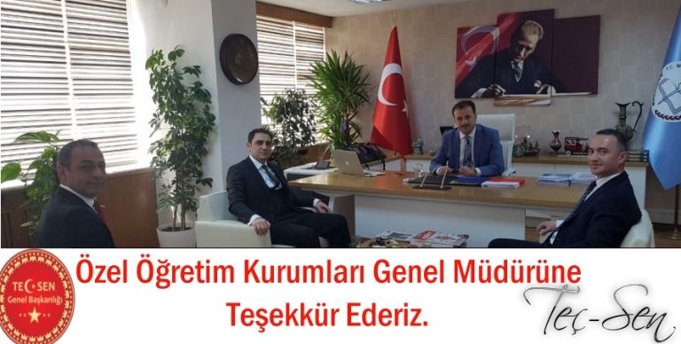 Özel Öğretim Kurumları Genel Müdürlüğüne Teşekkür Ederiz
