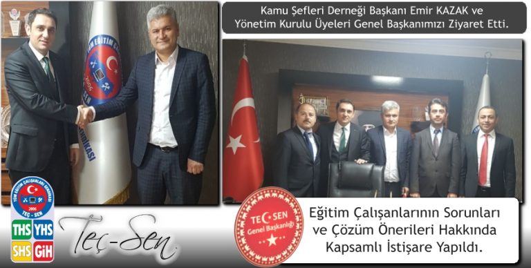 Genel Başkanımız Ümit DEMİREL, Kamu Şefleri Derneği Başkanı Emir KAZAK ve Yönetim Kurulu Üyelerini Kabul Etti.!