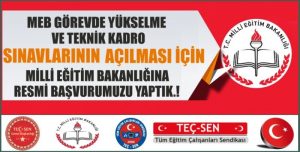 MEB Görevde Yükselme ve Unvan Değişikliği Sınavlarının Açılması İçin Resmi Başvurumuzu Yaptık.