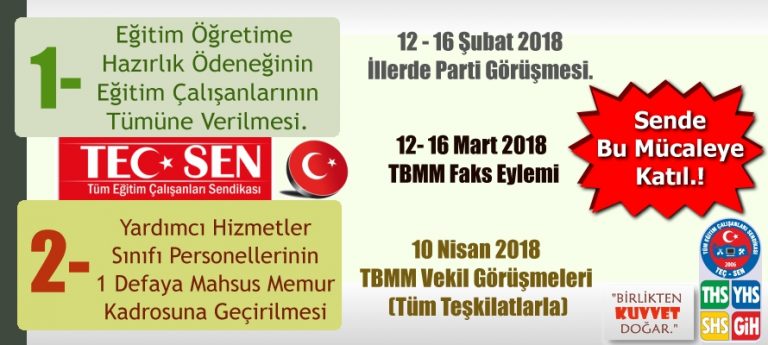 Eğitim Öğretime Hazırlık Ödeneği ve Hizmetlilerin 1 Defaya Mahsus Memur Kadrosuna Geçirilmesi İçin Eylemdeyiz.