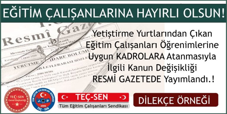Yetiştirme Yurtlarından Çıkan Eğitim Çalışanlarına KADRO Müjdesi.!