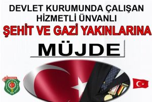 HİZMETLİ ÜNVANLI ŞEHİT VE GAZİ YAKINLARI ARTIK BÜRO HİZMETLERİNDE GÖREV ALACAKLAR