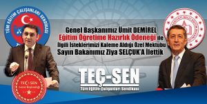 Eğitim Öğretime Hazırlık Ödeneğinin Eğitim Çalışanlarına Verilmesi İçin Genel Başkanımız Milli Eğitim Bakanımıza Özel Mektup Gönderdi.!