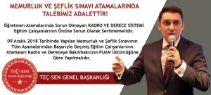 Memurluk ve Şeflik Atamaları Kadro ve Dereceye Bakmaksızın PUAN Üstünlüğüne Göre Yapılmalıdır.!