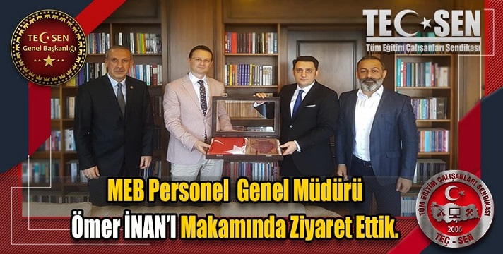 Genel Başkanımız Ümit DEMİREL ve Yönetim Kurulumuz M.E.B. Personel Genel Müdürümüz Ömer İNAN’a Hayırlı Olsun Ziyaretinde Bulundu.!