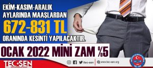“Ekim-Kasım-Aralık Aylarında Maaşlardan Ortalama Toplam 672-831 Lira Oranında Kesinti Yapılacaktır!”