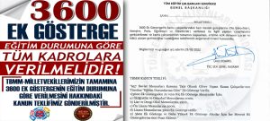 TBMM- MİLLETVEKİLLERİMİZİN TAMAMINA 3600 EK GÖSTERGENİN EĞİTİM DURUMUNA GÖRE TÜM KAMU ÇALIŞANLARINI KAPSAMASI İLE İLGİLİ KANUN TEKLİFİMİZİ GÖNDERDİK!