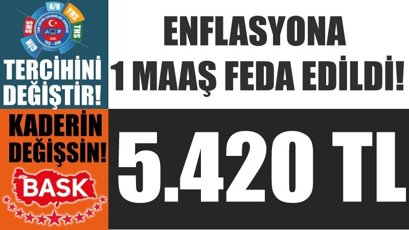 ENFLASYONA 1 MAAŞ FEDA ve HİBE EDİLDİ.