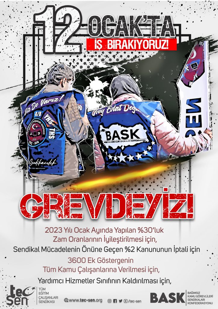 12 OCAK’TA TÜM TÜRKİYE’DE İŞ BIRAKIYORUZ!