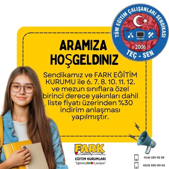 FARK EĞİTİM KURUMLARI İLE ANLAŞMA SAĞLANDI